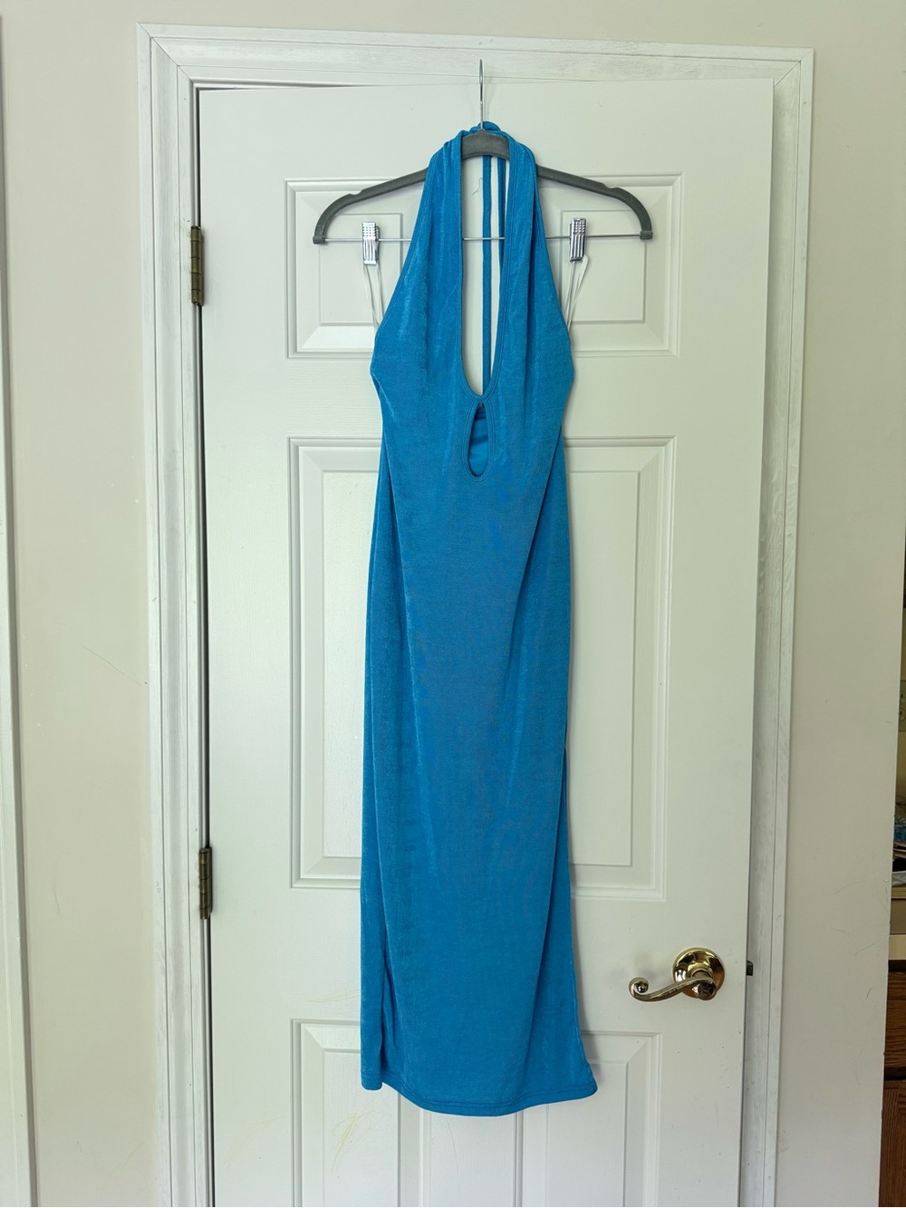 Local European Bright Blue One-Shoulder Maxi Dress